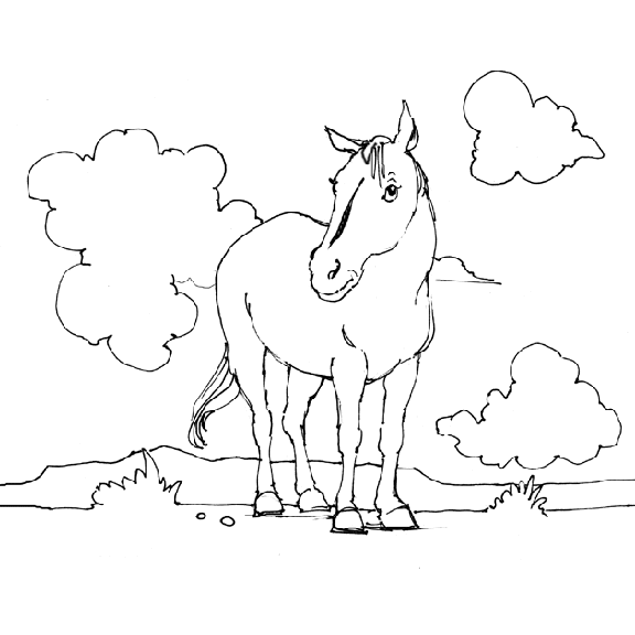 cheval019.gif - Dessins cheval à colorier
